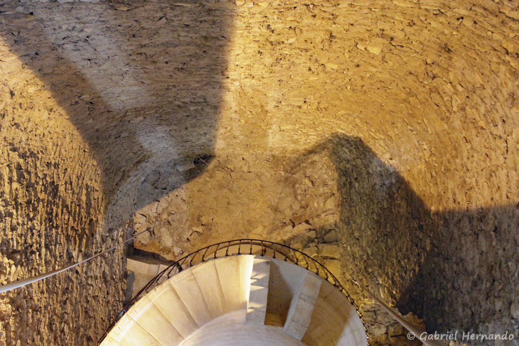 Vue intérieure de la Tour Magne, l'ancienne tour pré-romaine en négatif (septembre 2017)