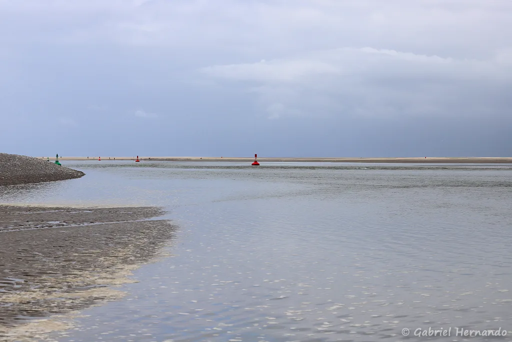 Chenal de la Somme, dans la baie à marée basse (Le Hourdel, Cayeux-Sur-Mer, août 2021)