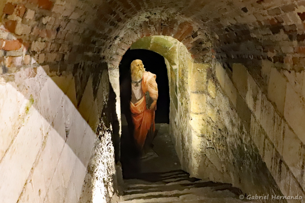 Léonard de Vinci, croisé au détour d'un escalier de son château (Clos Lucé, Amboise, novembre 2021)