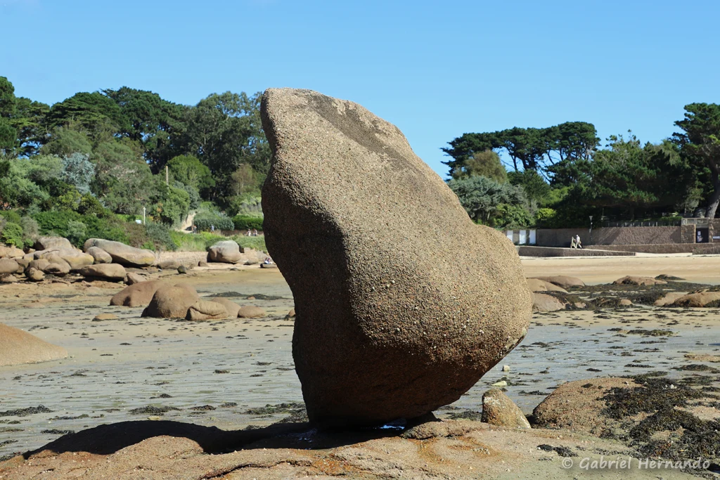 Un rocher en équilibre, sur la plage de Saint-Guirec (Côte de Granit rose, Ploumanac'h, septembre 2021)