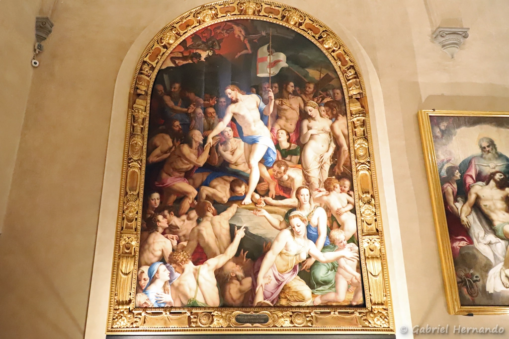 Descente du Christ aux Limbes, oeuvre de Bronzino, en 1552, dans la chapelle des Médicis de la Basilique Santa Croce (Florence, Italie, octobre 2024)