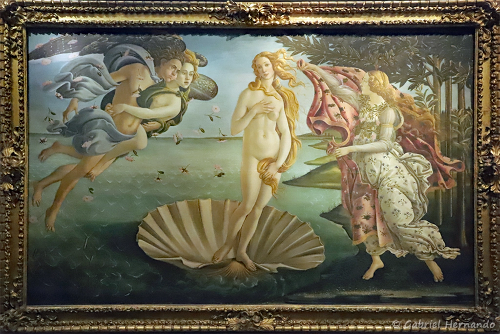 La célèbre Naissance de Venus (1484-1485), tempera de Alessandro Filipepi, dit Botticelli (Galerie des Offices, Florence, octobre 2024)